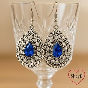 Paparazzi Silver and Blue Teardrop Earrings